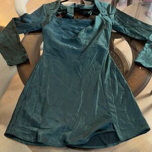 Selfie Leslie Teal Long Sleeve Dress